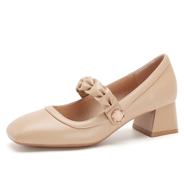 Naisten Mary Jane -korot Nilkkahihna Pumput Tukevat Juhlamekot Kengät Khaki Kaki 40