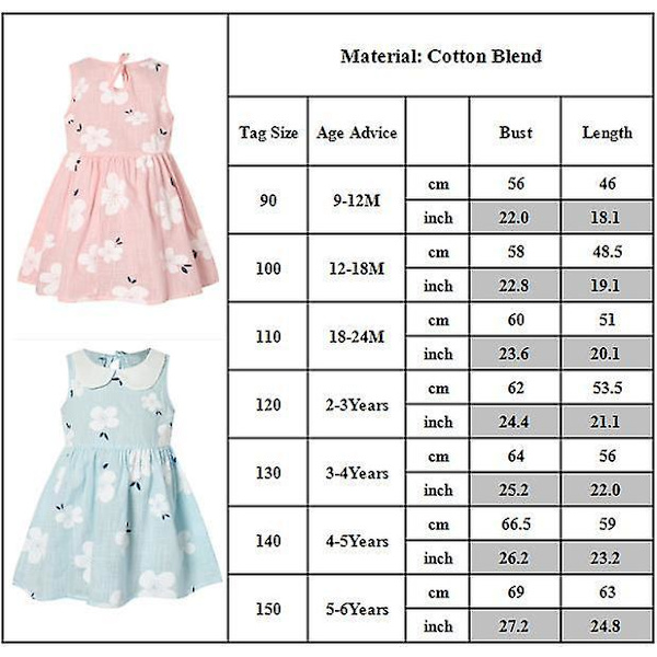 Sommar Småbarn Baby Flickor Prinsessa Ärmlös Blommig Klänning Semester A-linje Klänningar Light Yellow 4-5 Years
