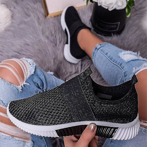 Dam Mesh Andas Sneakers Gym Slip On Sneakers Jogging Sports Sock Shoes Black EU 37