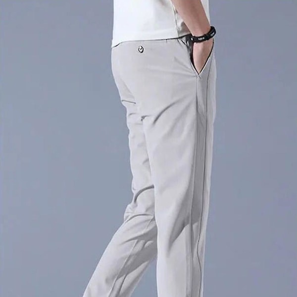 Golfbyxor för män Snabbtorkande Långa Bekväma Fritidsbyxor Med Fickor Light Gray 36
