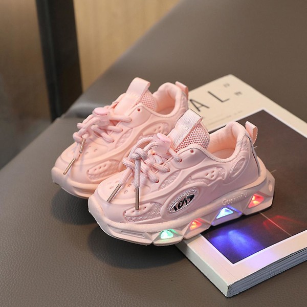 Vår Sommar Barn Lysande Skor Pojkar Light Up Sneakers Baby Flickor Löparskor Barn Skor Fritid Ventilation Bekväm 7218pink 29