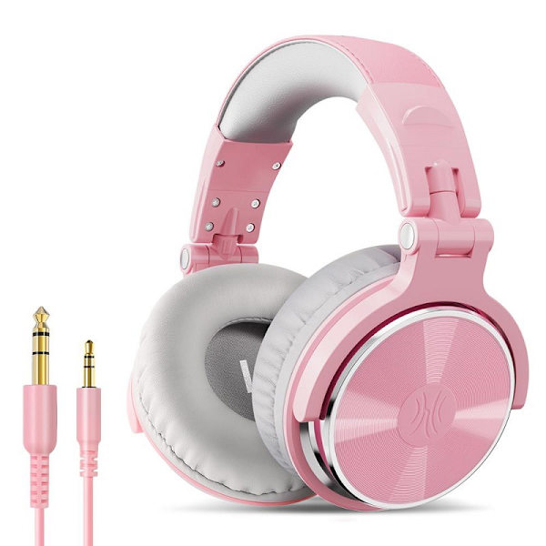 Kablet headset med foldbar, letvægtsmikrofon til støjreduktion pink