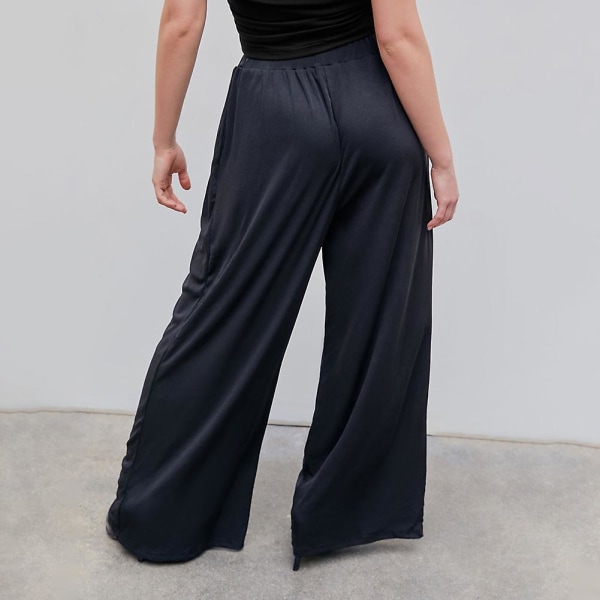 Ensfarvede høj-elastiske bukser med brede ben, åndbare og alsidige sweatpants til kvinder, til hverdagsbrug Black XL