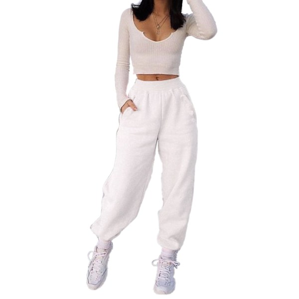 Dam Mode Sportbyxor Löpning Vandringsbyxor Långbyxor White M