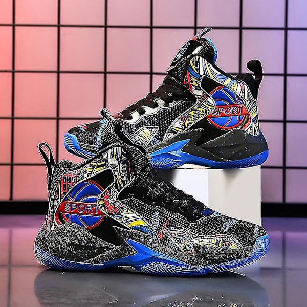 Børne Basketballsko Åndbare Sneakers Drenge Piger Sportssko Yj8768 Black 30