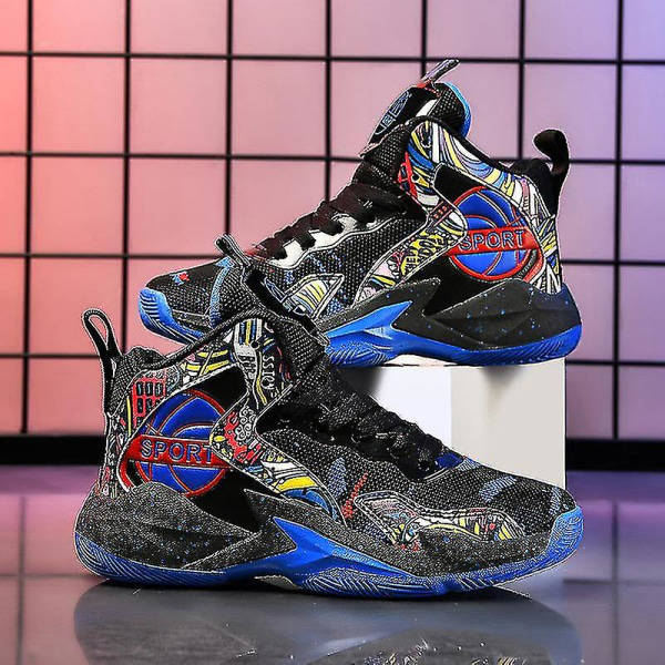 Børne Basketballsko Åndbare Sneakers Drenge Piger Sportssko Yj8768 Black 32