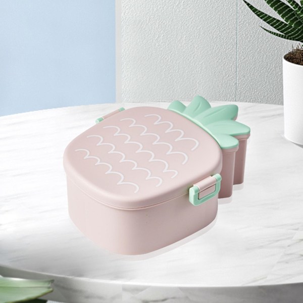 Bærbar Bento-boks for barn, lett å bære, søt ananasformet matboks egnet for frukt, godteri og kjeks Pink