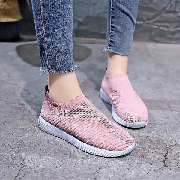 Sko Damer Mesh Slip On Sport Flate Sko Joggesko Pink 41