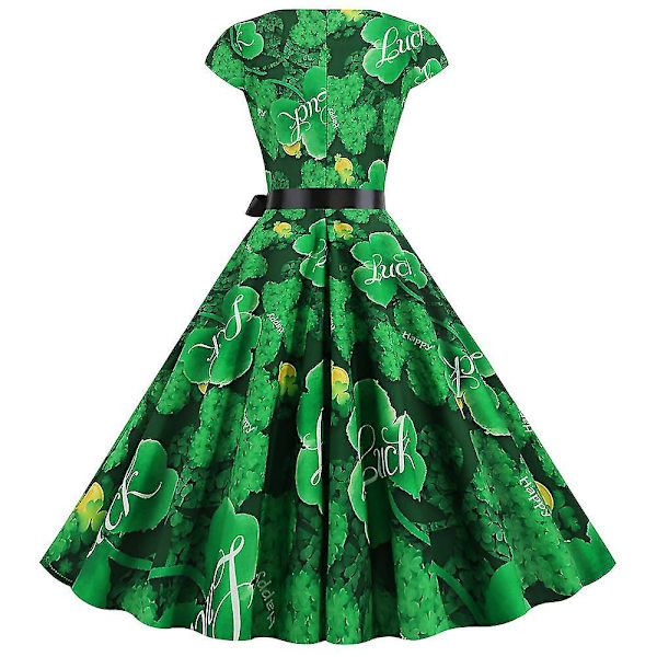Naisten St. Patrick's Day Retro Lyhythihainen Iso Hame Mekko M