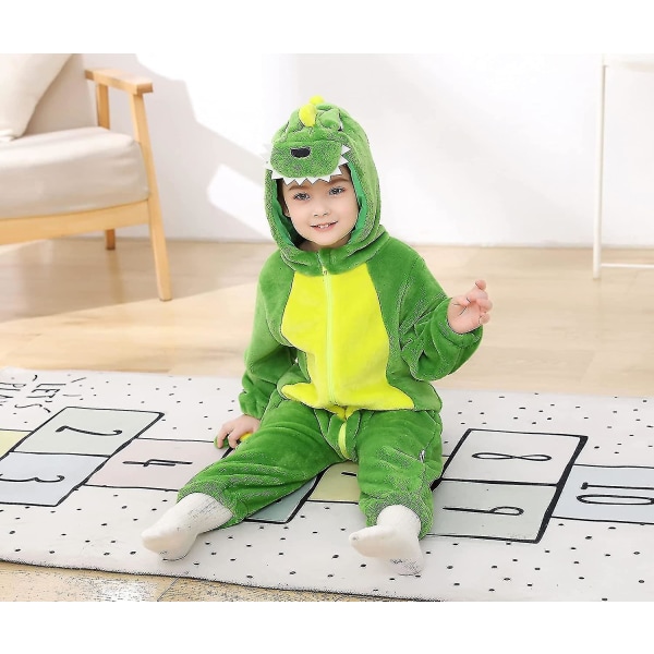 Spädbarn Spädbarn Tiger Dinosaurie Djur Maskeraddräkt Huvtröja Overall Jumpsuit Green Dinosaur 59