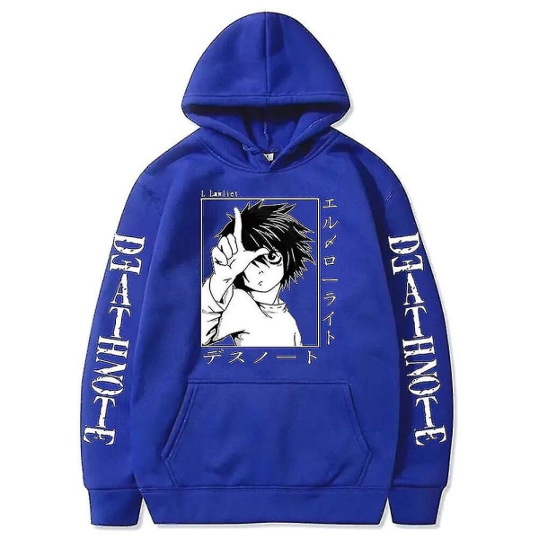 Anime Death Note Luvtröja Dam Rolig Pullover Sweatshirts Harajuku Hip Hop Huvtröjor Dam Blue M