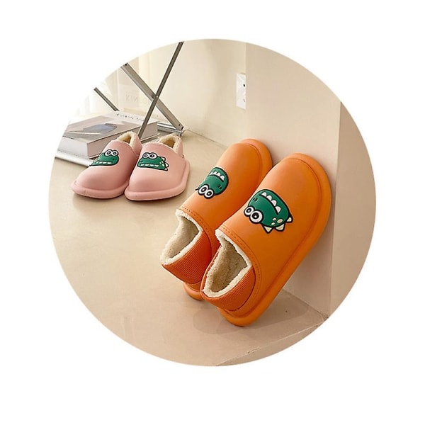 Vandtætte Dinosaurussko Søde Varme Hyggelige Sko Slip-on Hjemmesko Til Kvinder Pige Vinterforsyning Apricot 36 37
