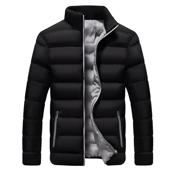 Herr Fiber Down Vadderad Full Zip Kort Rock Vindtät Vinter Puffer Jackor Black Red XL