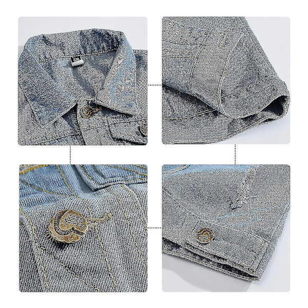 Miesten klassinen denimliivi, revitty, kultaisilla napeilla, hihaton liivi Light Blue XL
