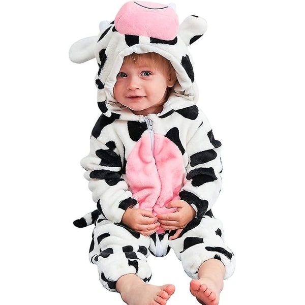 Unisex Baby Dyrekostume Vinter Efterår Flanel Hætte Romper Jumpsuit 90cm
