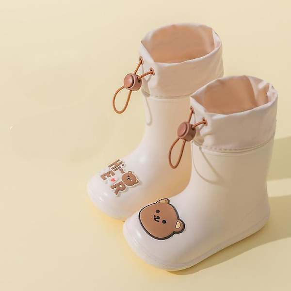 Sarjakuva lasten sadebootsit putkessa, vedenpitävät lasten kengät, kevyet ja lämpimät lasten vesikengät. Rice white bear 19 (18.5cm in length)
