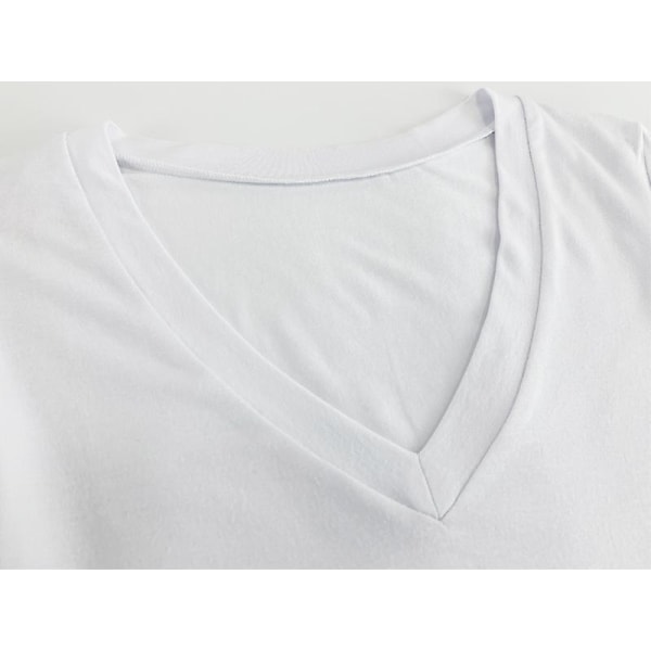 Dam V-ringad Långärmad Basic Topp Body Leotard White L