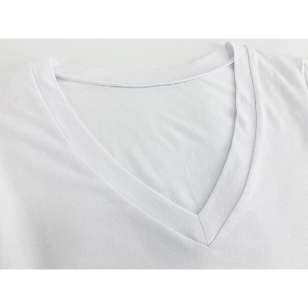 Dam V-ringad Långärmad Basic Topp Body Leotard White S