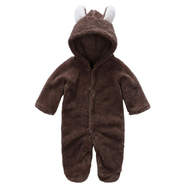 Nyfödd huvtröja overall bekväm att bära med söt djurdesign för födelsedagspresenter nyårspresenter Brown 3-6m