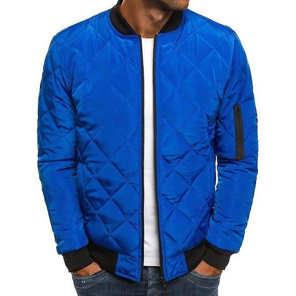 Herre Vatteret Foret Puffer Jakke Bomber Jakke Overtøj Toppe Royal Blue L