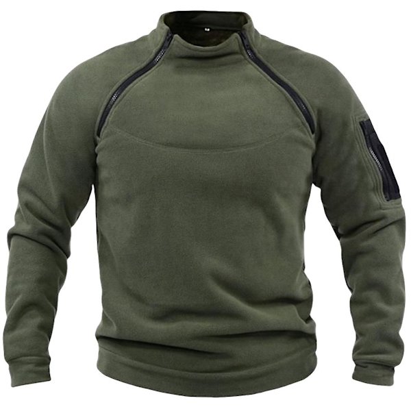 Herrtröja med ståkrage Vinter Värmande Andningsbar Pullover Casual Långärmad Termisk Jacka Army Green XL