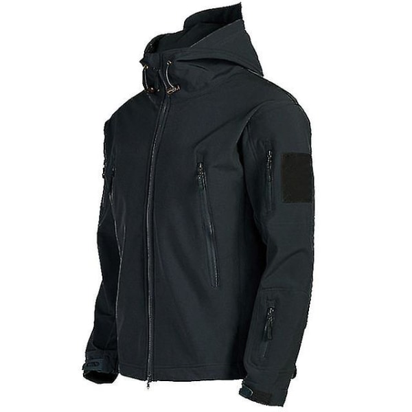 Militære Shark Skin Soft Shell Jakker Menn Taktisk Vindtett Vanntett Jakke Menn Hær Kampjakker Herre Hette Bomberjakker Black S
