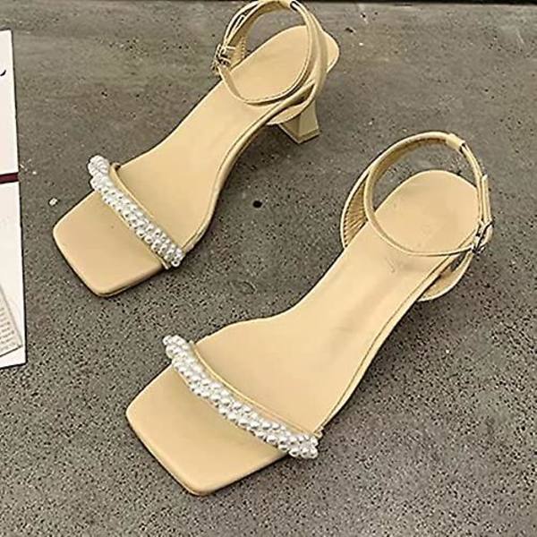 Sandaler for kvinner - lette sandaler med lav hæl Apricot 34