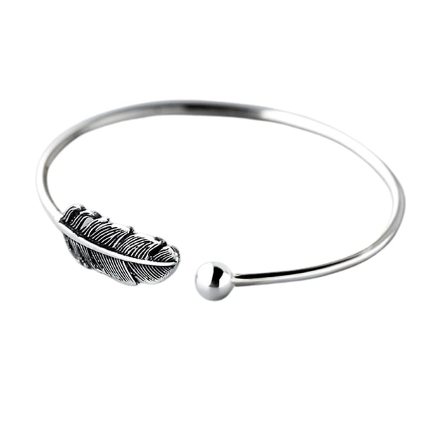Vintage Fjer Armring Justerbar Åbning Armbånd Dame Smykker