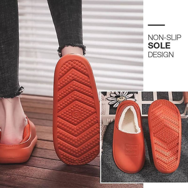 Dame Herre Vinter Varme Hjemmesko PU Læder Kort Plys Bløde Indendørs Par Sko Anti Slip Hyggelige Pink 31-32