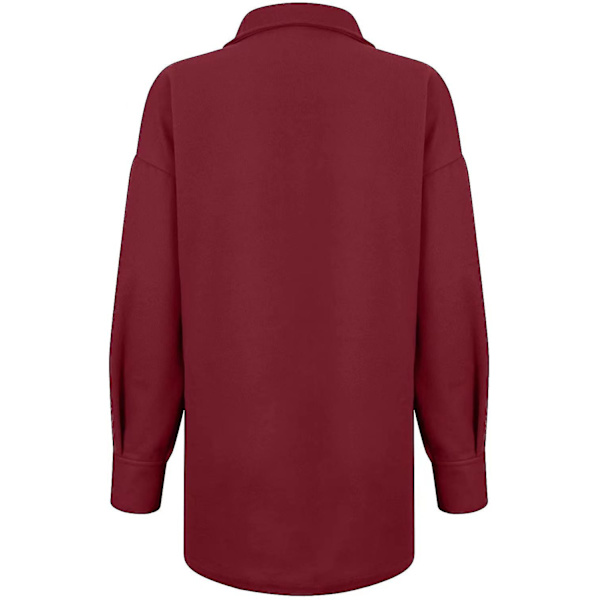 Naisten väljä takki, napillinen, polar fleece -ulkotakki taskuilla Red XS