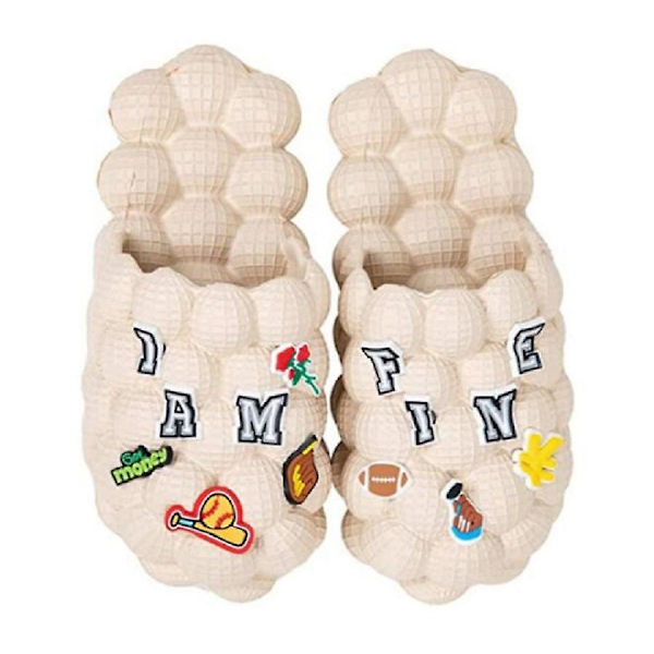 Slingback Eva Slippers til Kvinder, Indendørs & Udendørs Boble Slippers med DIY Plastikpasta Beige 42-43
