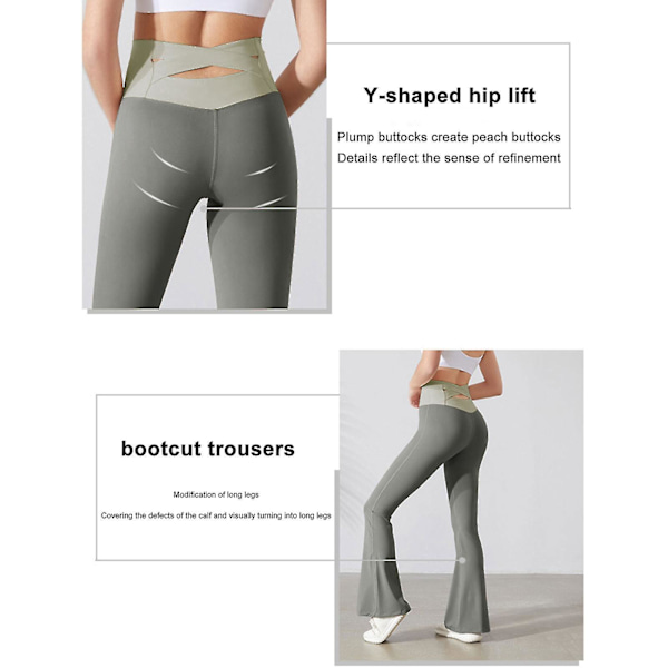 Flare Yoga Bukser til Kvinder - Højtaljede Trænings Bootcut Leggings, Bløde & Fugtafvisende S