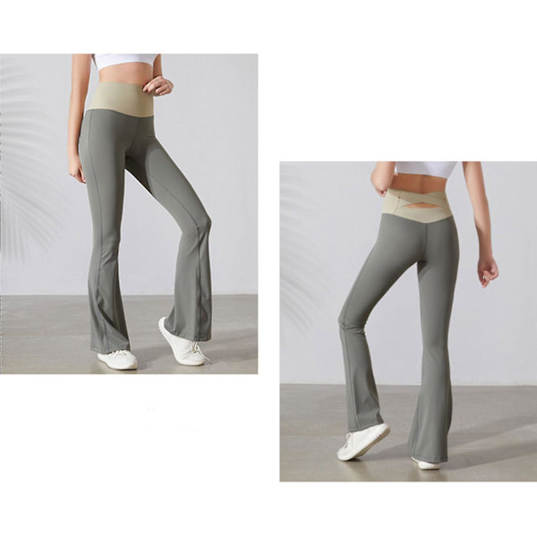 Flare Yoga Bukser til Kvinder - Højtaljede Trænings Bootcut Leggings, Bløde & Fugtafvisende XXL