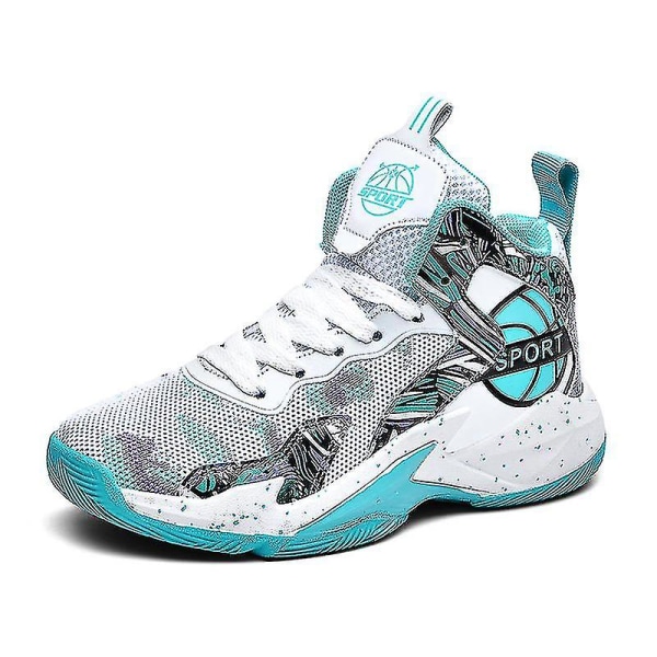Børne Basketballsko Åndbare Sneakers Drenge Piger Sportssko Yj8768 WhiteGreen 31