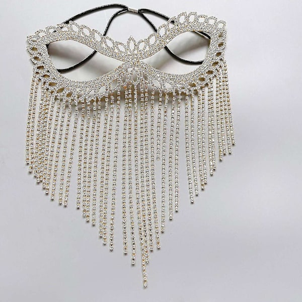 Crystal Veil Mask Rhinestone Dusk Cat Eye Mask Magedans Maskerade Hodeplagg Gold