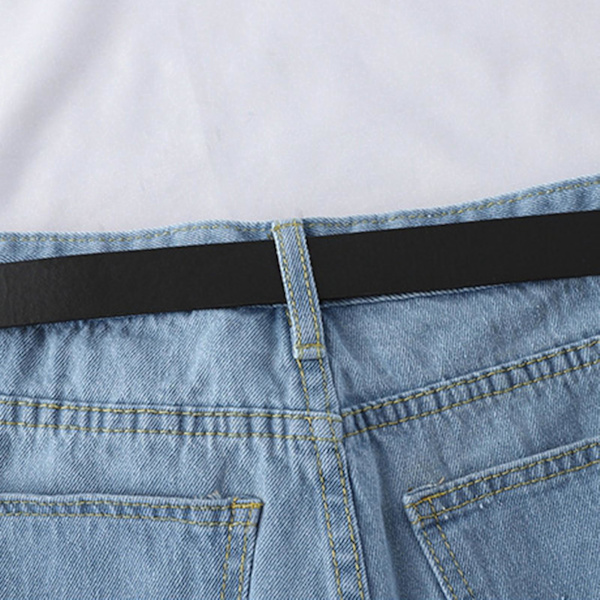 Naisten korkeavyötäröiset denim-shortsit, naisten lyhyet farkut olkaimilla rentoon shoppailuun ja matkustamiseen Dark Blue 2XL
