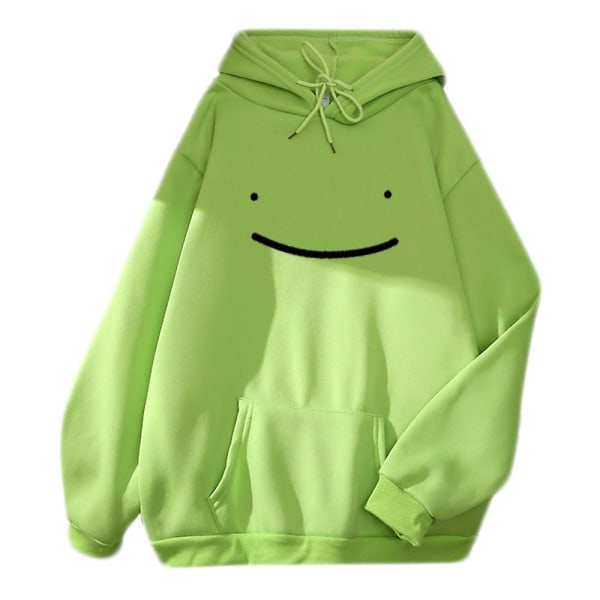 Baggy Casual Hoodie Sweatshirt Herr Kvinnor Smile Face Print Hood Pullover Top Light Green 3XL