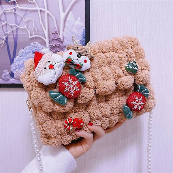Julemote Ryggsekk DIY Håndvevd Veske Kawaii Liten Firkantet Veske Håndsøm Gaver Til Kjæreste Skrå Skulderveske DIY manual 06