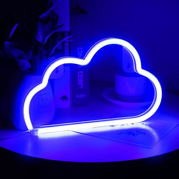 Moln Neon Skylt, LED Neon Ljus Vägglampa Väggdekor, Batteri Eller USB-driven Lysande Neon Skylt För Sovrum, Barnrum, Vardagsrum, Bar, Fest, Jul blue