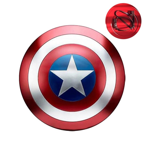 America Captain Shield , 47cm Captain Shield med hängslen, vuxen Captain America Metal Shield Cosplay rekvisita Väggdekor