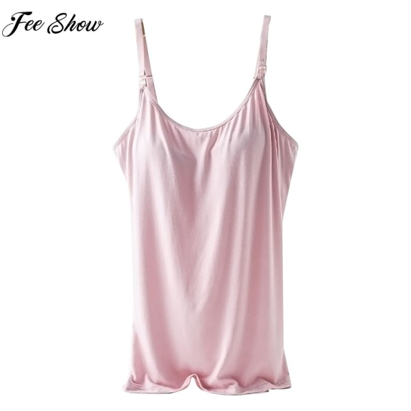 Amme Camisole Lingeri til Gravide Justerbare Stropper Indbygget Pad Vest Top Undertrøje Loungewear Black XL