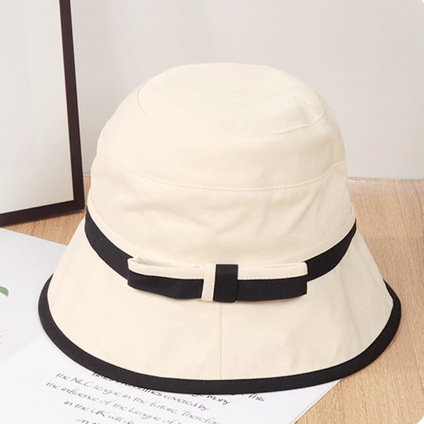 Vår sommar solhatt dam elegant färgmatchning solhatt mode fiskare hatt kvinnor, vit White