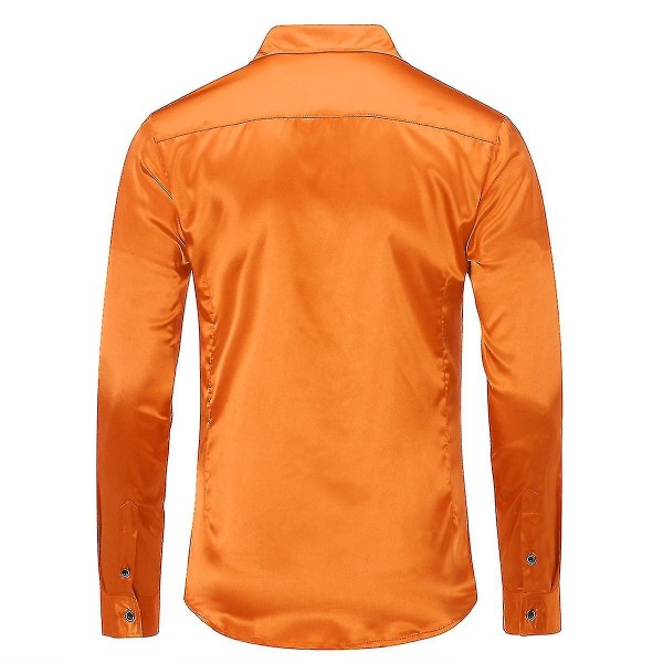 Herre Casual Mode Skinnende Langærmet Slim-fit Formel Skjorte Orange XL