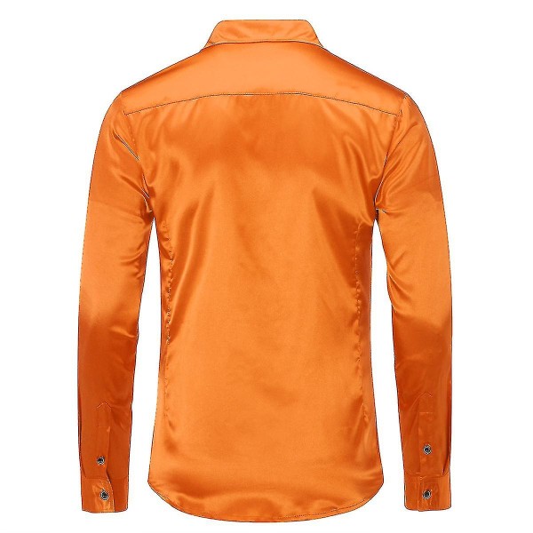 Herrkläder Casual Fashion Blank Longärmad Slim-fit Formell Skjorta Orange M