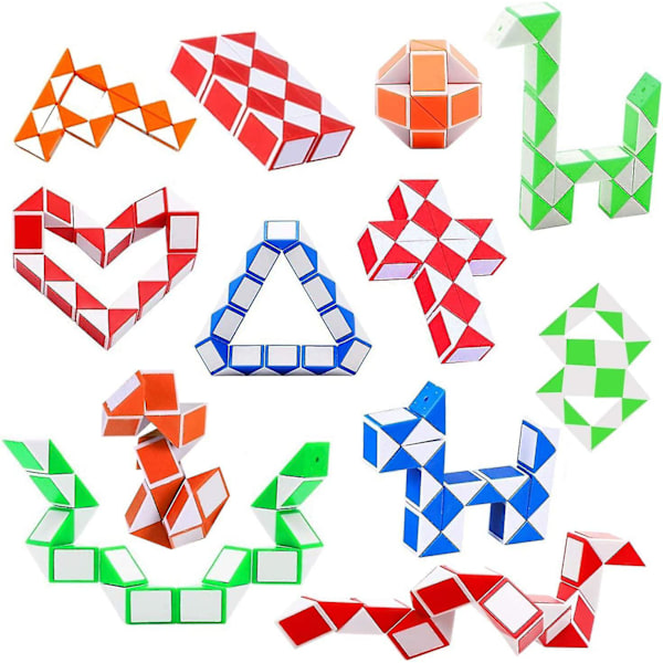 12 Pakke 4 Blokke Magisk Slangekube, Mini Slange Speed Cube, Twist Puslespil Legetøj