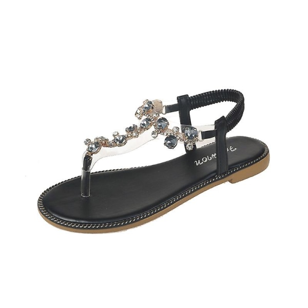 Enough Flade Sandaler Med Pynt I Grøn black 38
