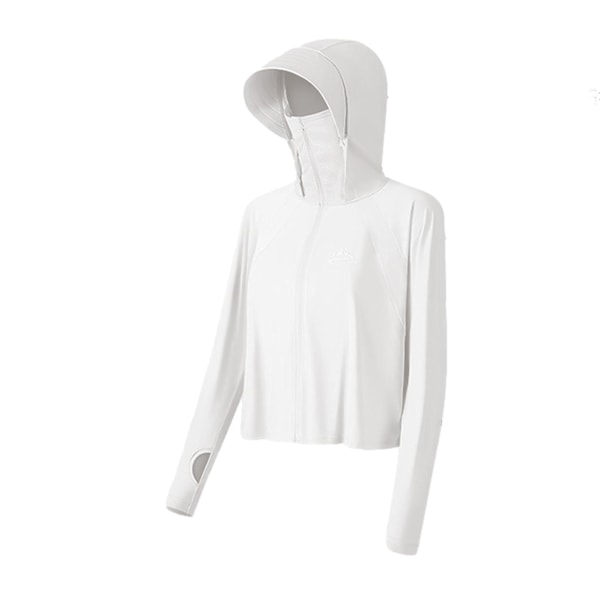 Lös Hooded Mask Solskyddskläder Andningsbara Mjuka Långärmade Kläder För Sportaktiviteter White Classic