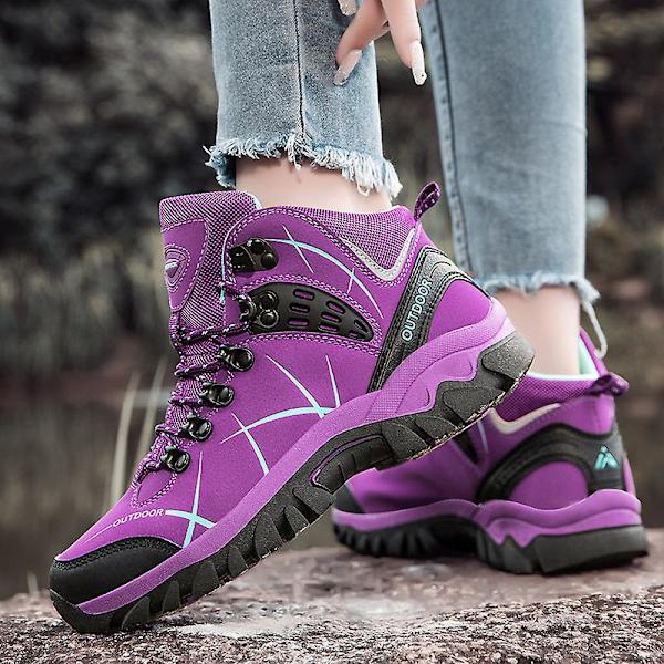 Dame vintersne støvler Vandtætte sko Anti-skrid Casual Let vandrestøvle 2K2026 Purple Purple 43