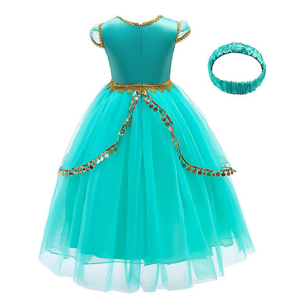 Frossen Jasmine Prinsesse Cosplay Kostyme Jenter Firkantet Hals Kjole Halloween Aladdin Cosplay Party Utkledning 5-6 Years