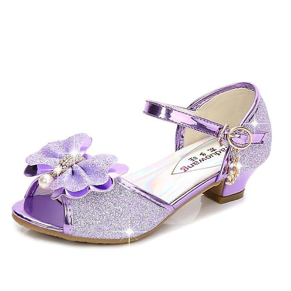 5 Väriä Lasten Prinsessa Sandaalit Lasten Tyttöjen Juhlakengät Korkokengät Mekko Kengät Rusetti Kulta Pinkki Sininen Hopea Kengät Tytöille Purple 30
